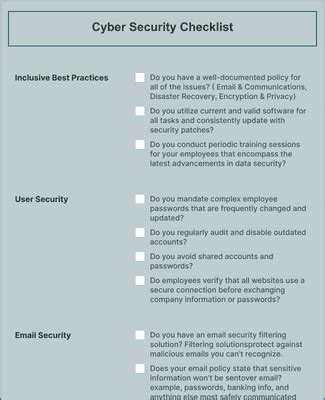 Cyber Security Checklist Form Template Jotform