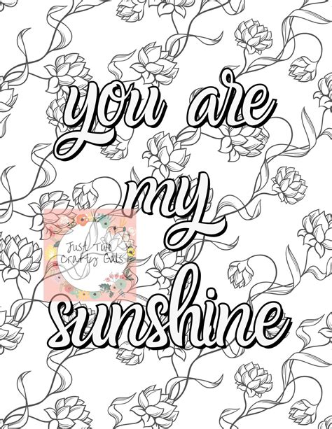 You Are My Sunshine Coloring Page Digital Download Only High Etsy