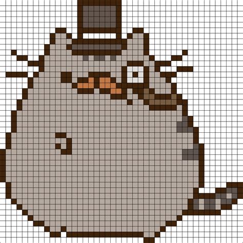 Fancy Pusheen Perler Bead Pattern Bead Sprite Pixel Art Pusheen Cat Clipart Large Size Png