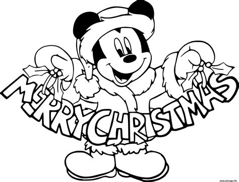 Coloriage Mickey Mouses Sign Merry Christmas