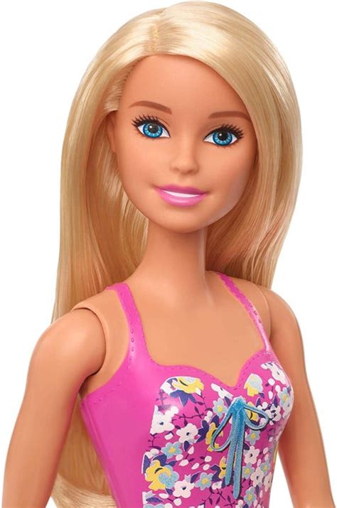 buy barbie beach doll blonde w pink flowers ghw37