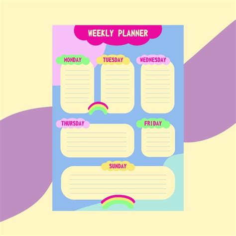 Premium Vector Colorful Weekly Planner Template