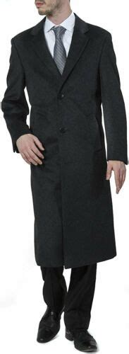 Mens Single Breasted Black Wool Cashmere Full Length Topcoat Ebay