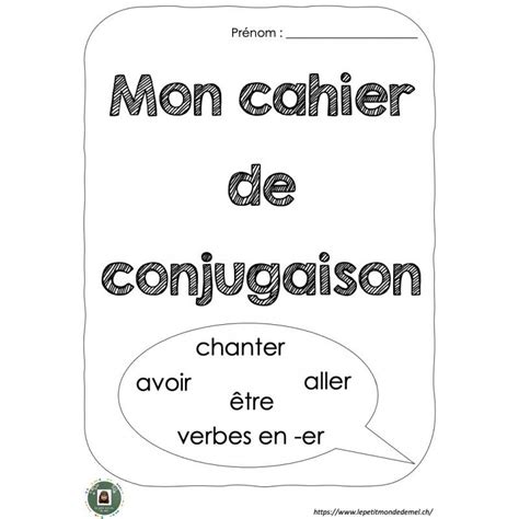 Conjugaison Cahier De Verbes Conjugaison Pages De Garde Cahiers Verbe