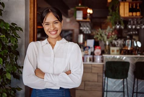 Small Business Success Cafe Restaurant And Happy Woman Leader Portrait