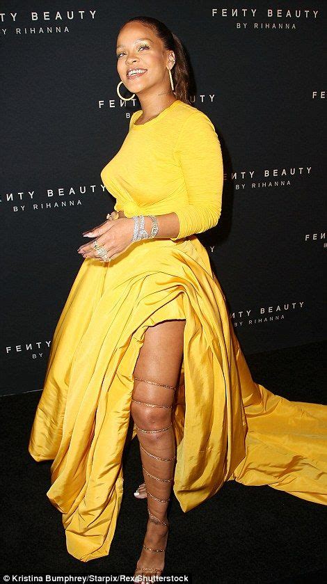 Rihanna Glows In Yellow Skirt For Fenty Beauty Launch Yellow Skirt
