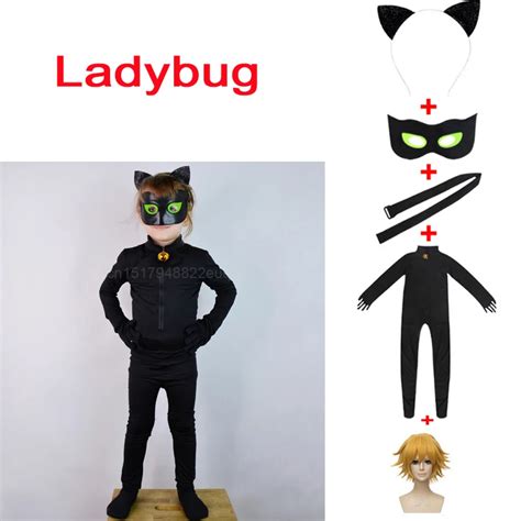 Unisex Cat Noir Jumpsuit Adrien Agreste Cosplay Costume For Adult
