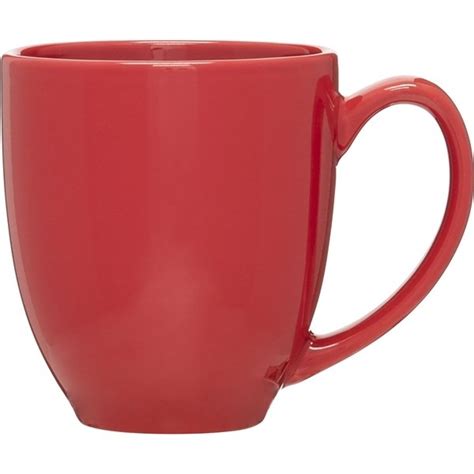 Customized Ceramic Bistro Mug Glossy Red 15 Oz
