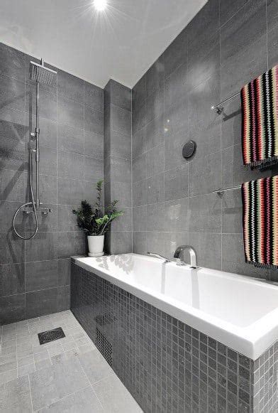 It can create an impression of integrity, more so if the seams between tiles are below you'll see the best examples of using large white bathroom floor tiles and get wonderful ideas on how to implement this interior design element. Top 60 Best Grey Bathroom Tile Ideas - Neutral Interior ...