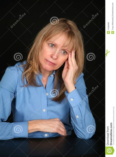 Depressed Blonde Older Woman Stock Photo Image Of Person