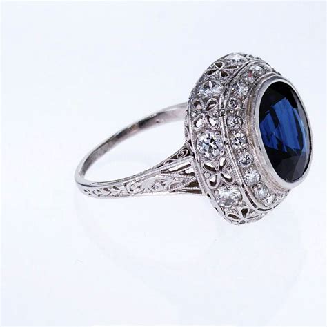 Vintage Blue Sapphire And Diamond Engagement Ring Market Street Diamonds