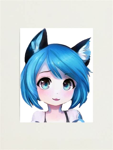 Cute Anime Girl Cat Girl Photographic Print By Ouss Square Redbubble