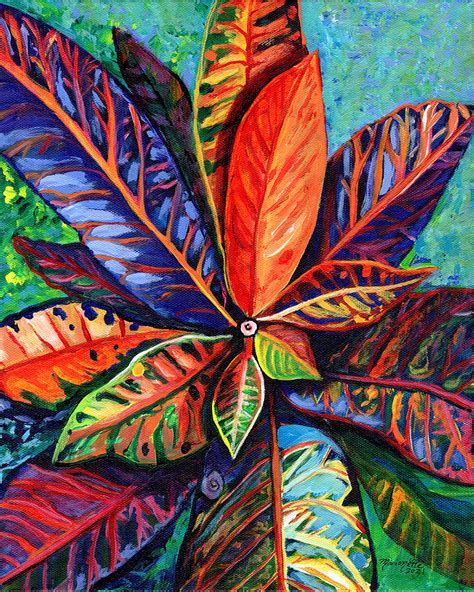 Rainbow Colored Croton Painting By Marionette Taboniar Pixels