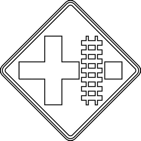 Highway Rail Grade Crossing Advance Warning Cross Intersection Outline