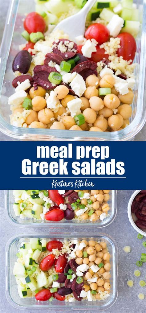 Easy vegetarian meal prep recipe ideas to keep your budget and diet on track all week! Easy Meal Prep Greek Salads with Couscous and Chickpeas ...