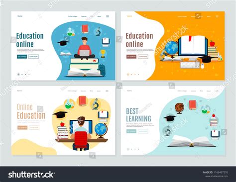 Set Of Landing Page Template For Online Education And E Learning