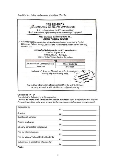Form 1 English Exam Paper With Answer Malaysia David Russell