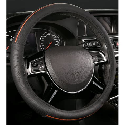 Auto Drive Universal Pu Leather Wood Grain Steering Wheel Cover Black