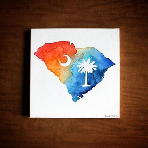 South Carolina Watercolor Canvas I Made For My Aunt Rwatercolor