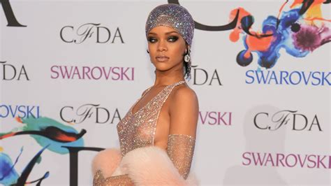 Rihanna Lights Up The Cfda Awards In Sparkly See Through Dress
