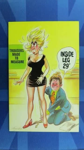 saucy bamforth comic postcard 1970s big boobs mini skirt tailor inside leg 29 £6 80 picclick uk