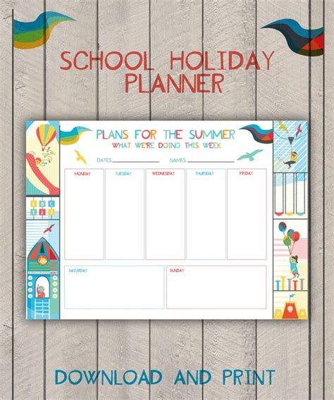Summer Holiday Planner Printable Planner Kids Planner Etsy
