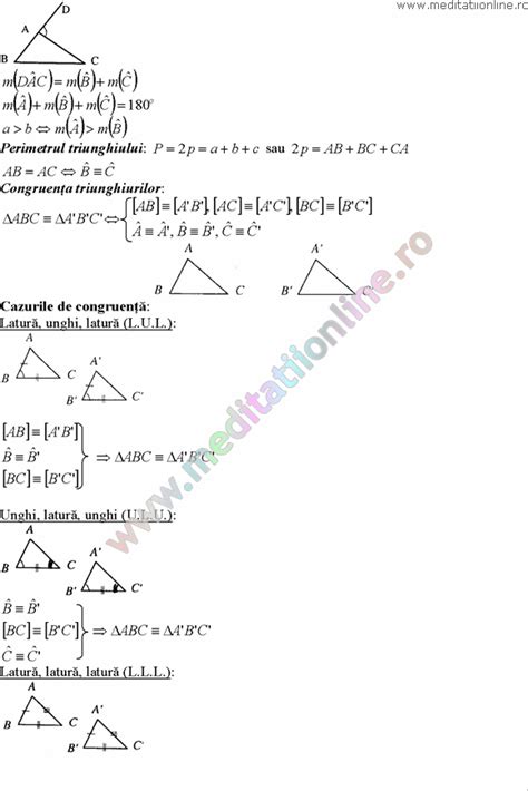 Formule Matematica Gimnaziu 5 8 Formule Si Teorie Geometrie Plana Si In