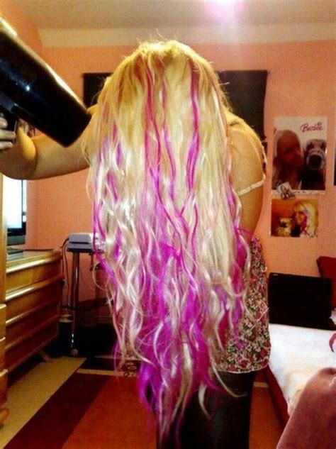 That is because strawberry blonde hair already has a pink undertone so it will go beautifully with highlights in almost any shade of pink. Long platinum blonde hair with peekaboo hot pink ...