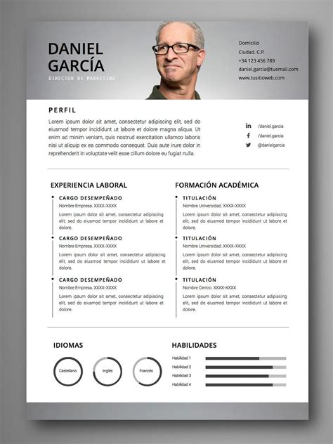 Es un documento profesional que resume toda tu historia laboral, formación y habilidades. Currículum MADRID | Plantillas de currículum vítae para ...