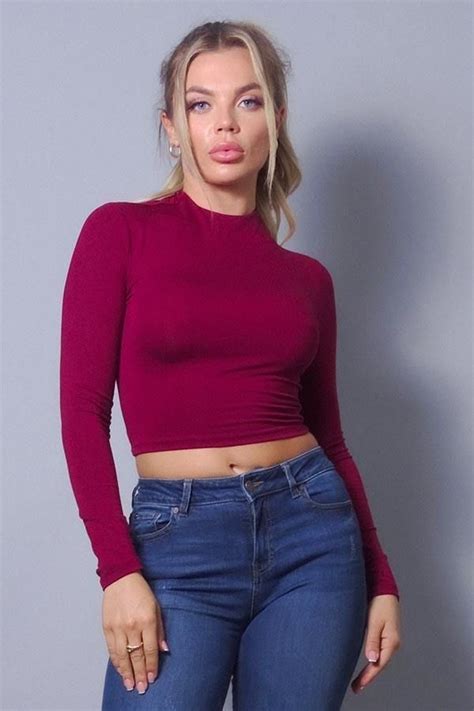 candy long sleeve mock neck basic crop top long sleeve bodysuit top crop tops basic crop top