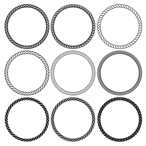 Round Rope Vector Design Images Round Rope Frames Collection On White Background Twisted