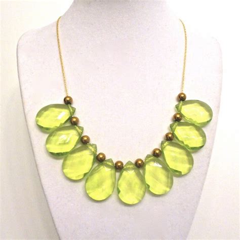 Items Similar To Green Statement Necklace Translucent Lime Green