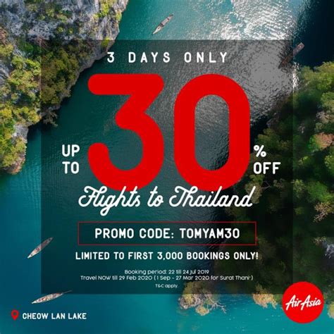 20% off is applicable to base fare only. AirAsia Flight to Thailand Promo Code Up To 30% OFF (22 ...