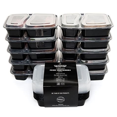 California Home Goods 2 Compartment Reusable Food Storage Containers