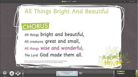 All Things Bright And Beautiful Assembly Songs Out Of The Ark Words On