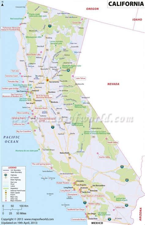 Detailed Map Of California West Coast Printable Maps