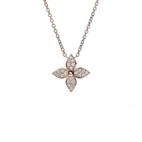 Louis Vuitton 18k Pink Gold Diamond Star Blossom Pendant Necklace 456112