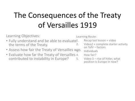 Ppt The Consequences Of The Treaty Of Versailles 1919 Powerpoint