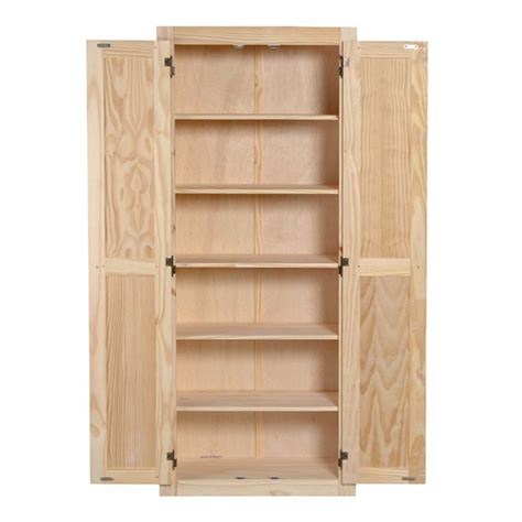 Kitchen Pantry Storage Cabinet Unfinished Pine Wood Organizer 6 Shelves