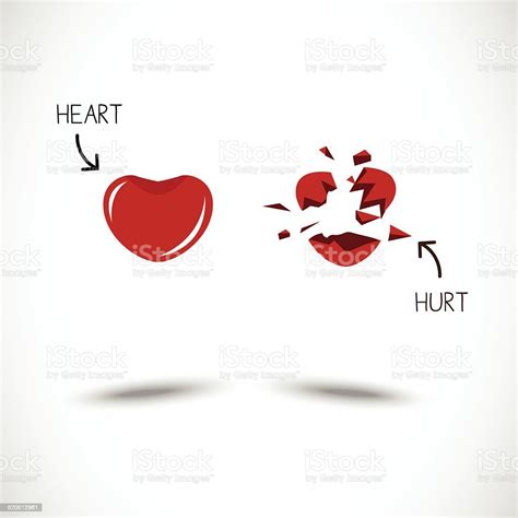 Hearts And Broken Heart Love And Hurt Vector Illustration Stock