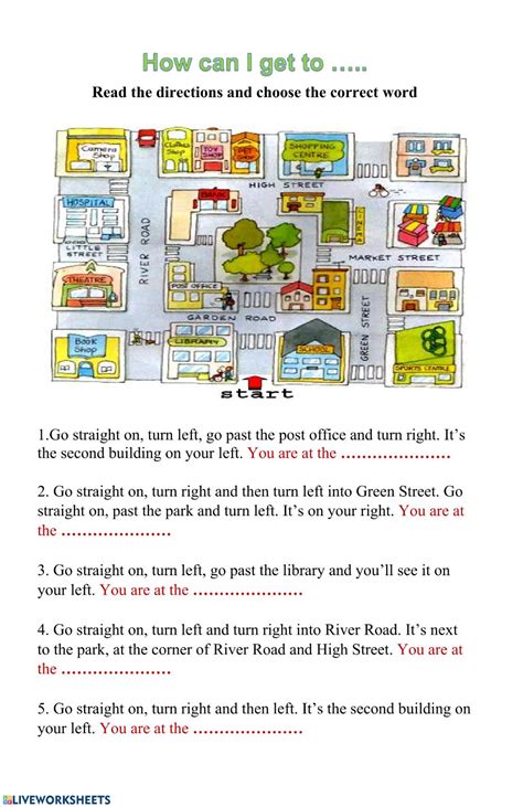 Giving Directions Interactive Worksheet