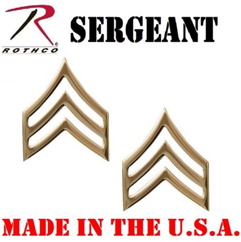 Military Issue Police Gold Sergeant Pins Insignia E 5 Rank Rothco 1643