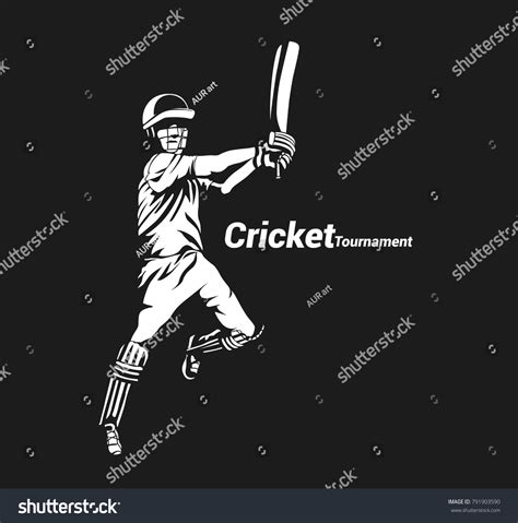 Hand Drawn Sketch Of Cricket Player With Bat Royalty Free Stock