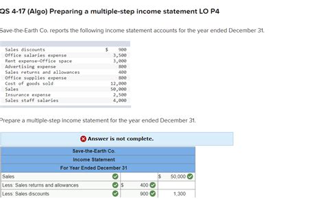 Solved Qs Algo Preparing A Multiple Step Income Chegg Com