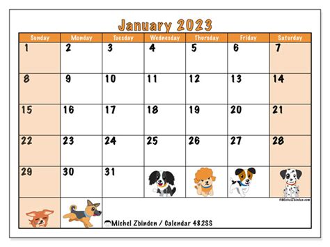 January 2023 Printable Calendar 482ss Michel Zbinden Uk