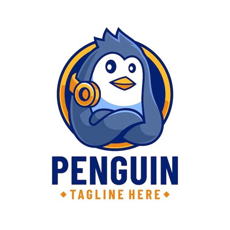 Premium Vector Penguin With Headset Gaming Logo Design