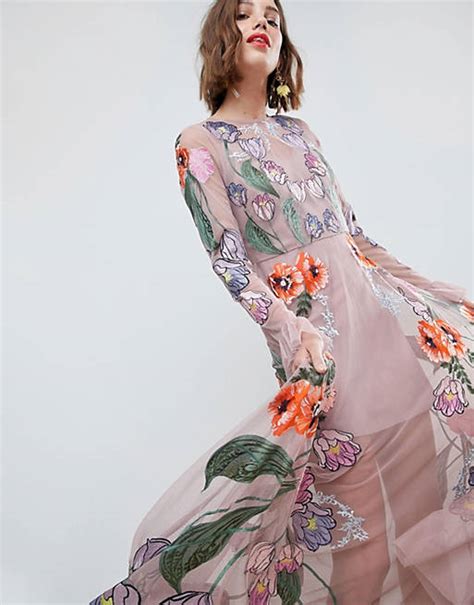 Asos Edition Embroidered Floral Maxi Dress Asos