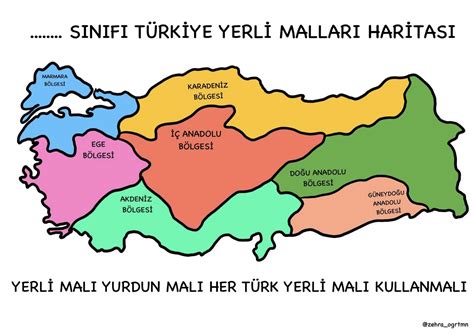 16 A4 Türkiye Haritası Bölgeler Zehra Öğretmen Etkinlikler
