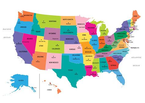 From mapcarta, the open map. USA Map in Fun Colors tapet | Fototapet - Happywall