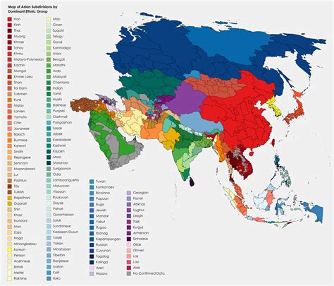 A Map Of All Asian First Level Subdivisions By Their Ethnic Majority